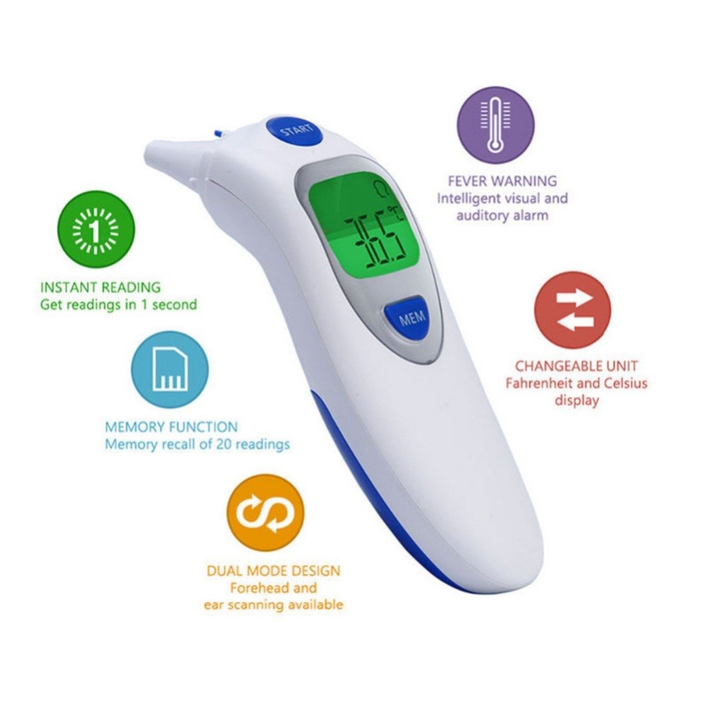 Digital Infrared Forehead Ear Thermometer LCD Dual Mode