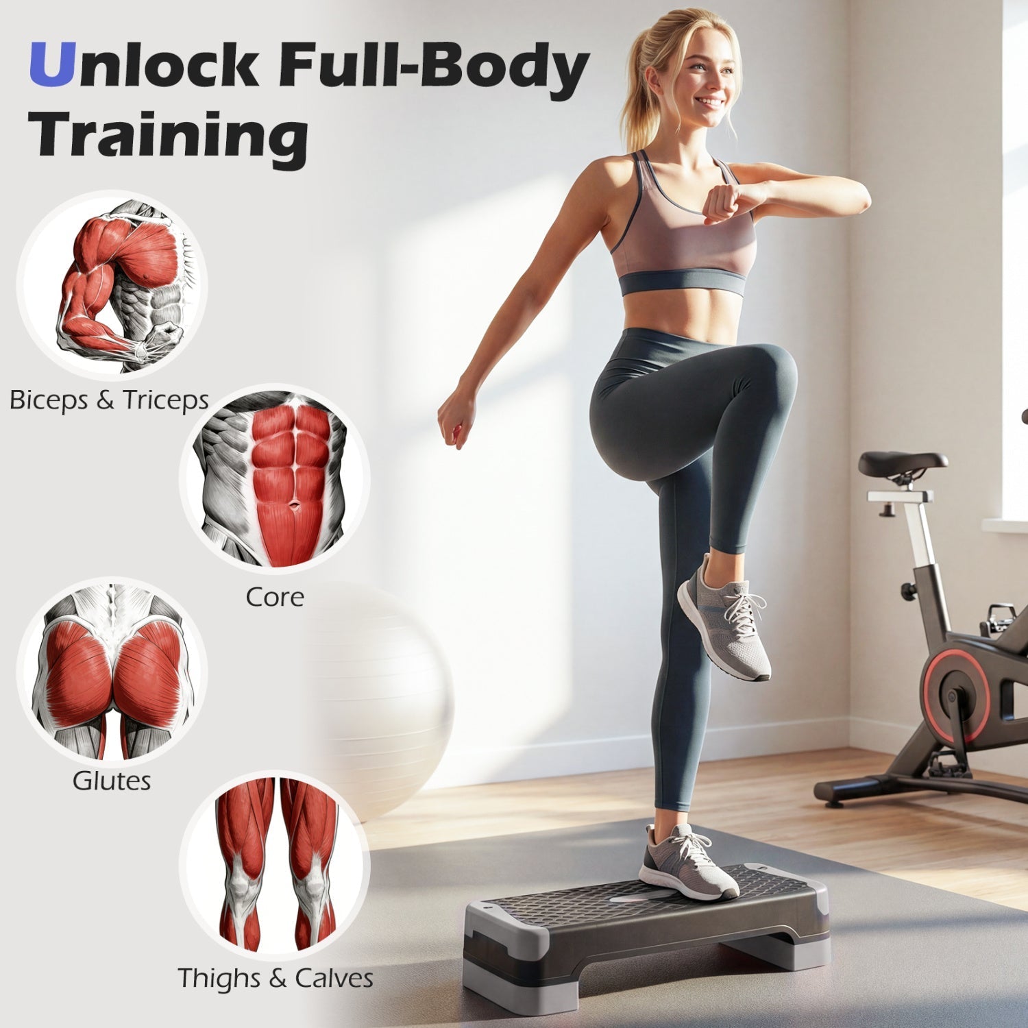 3-In-1 Aerobic Step Platform With Risers Trainers