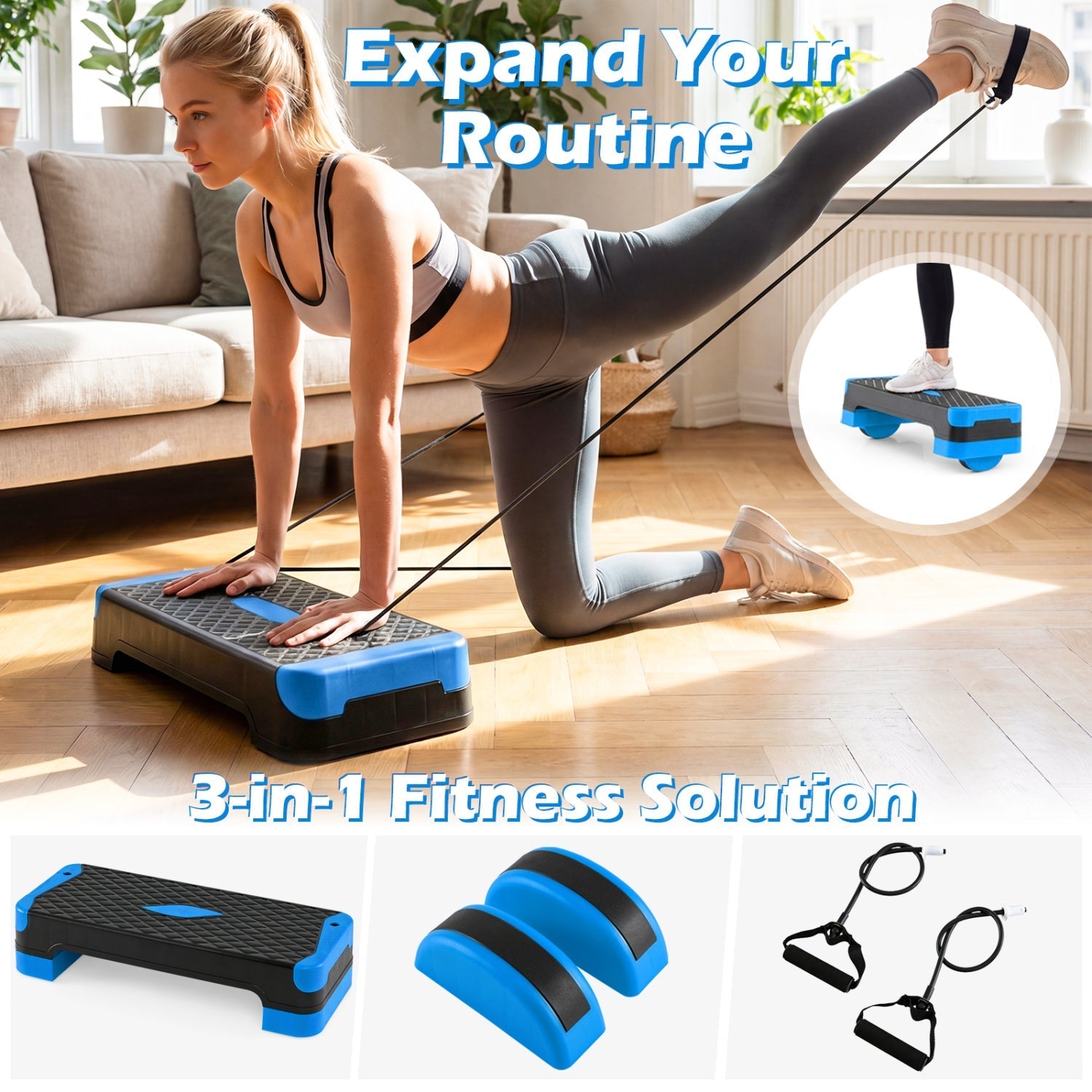 3-In-1 Aerobic Step Platform With Risers Trainers
