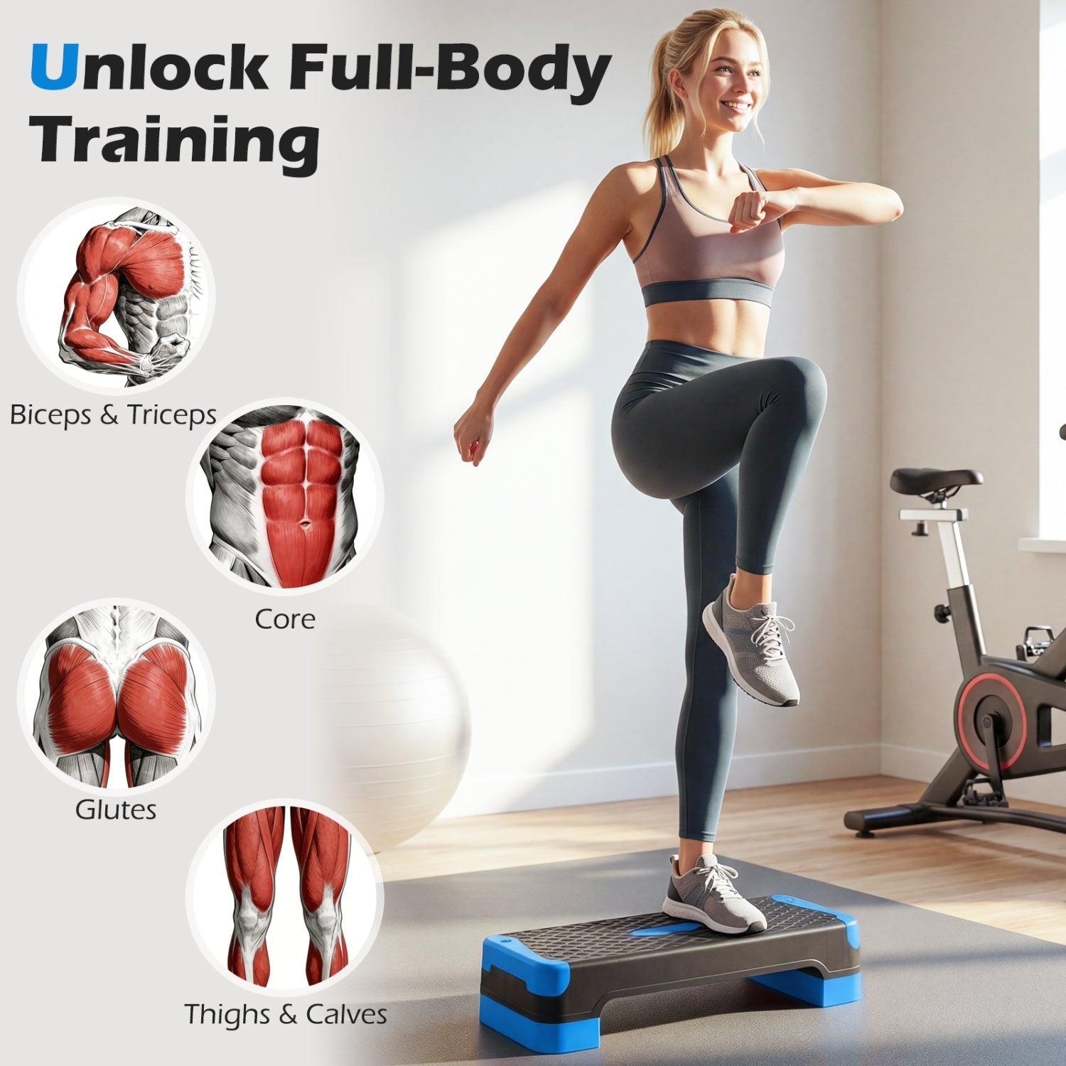 3-In-1 Aerobic Step Platform With Risers Trainers