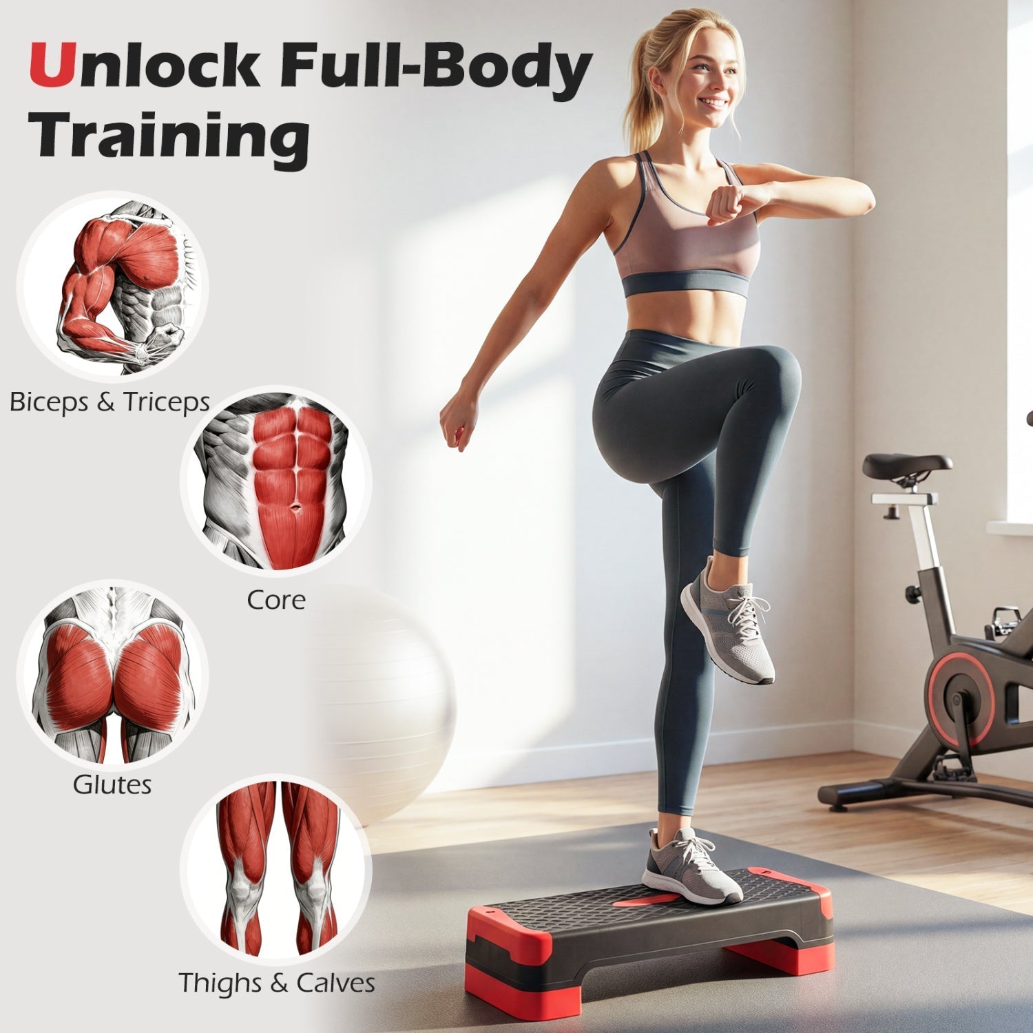 3-In-1 Aerobic Step Platform With Risers Trainers