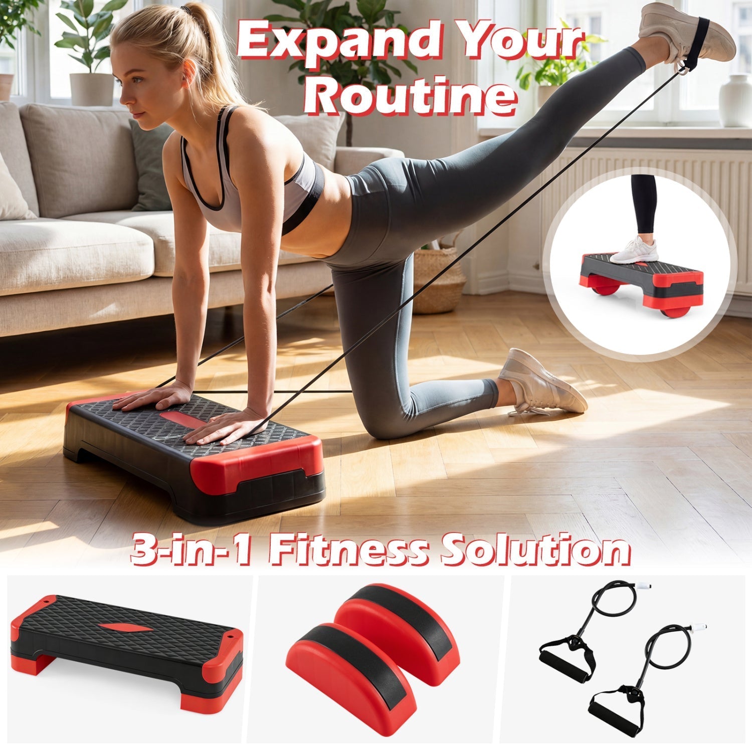 3-In-1 Aerobic Step Platform With Risers Trainers