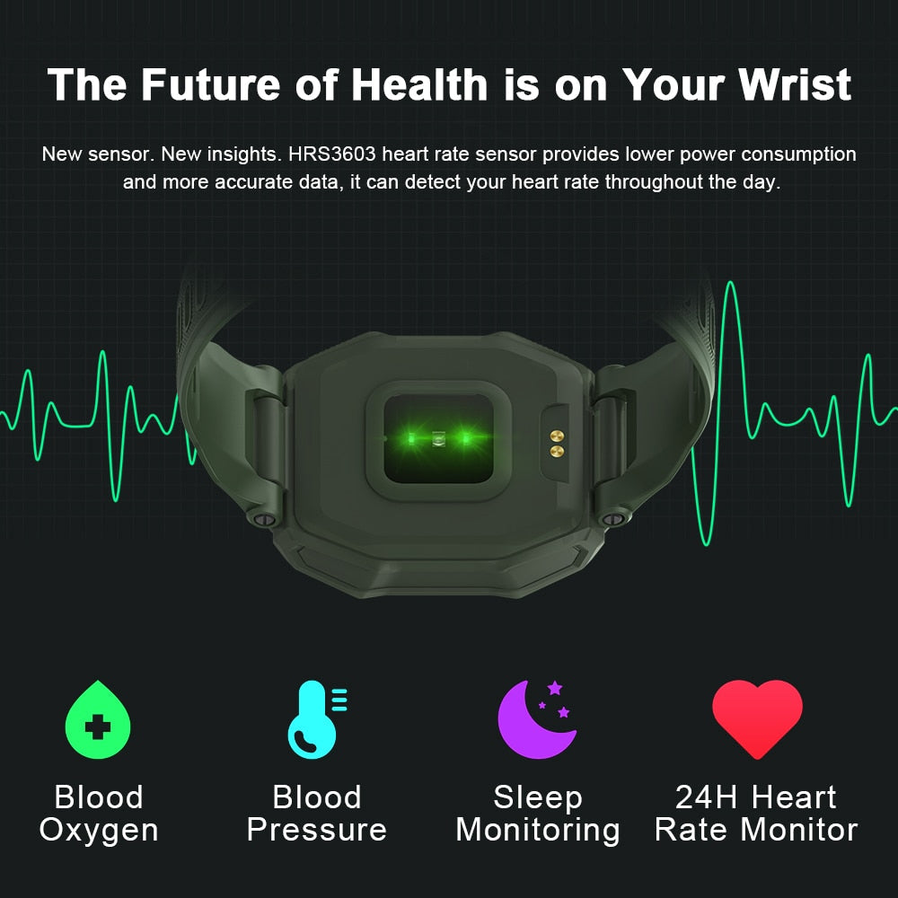 Rugged Smart Watch Men Waterproof Fitness Tracker