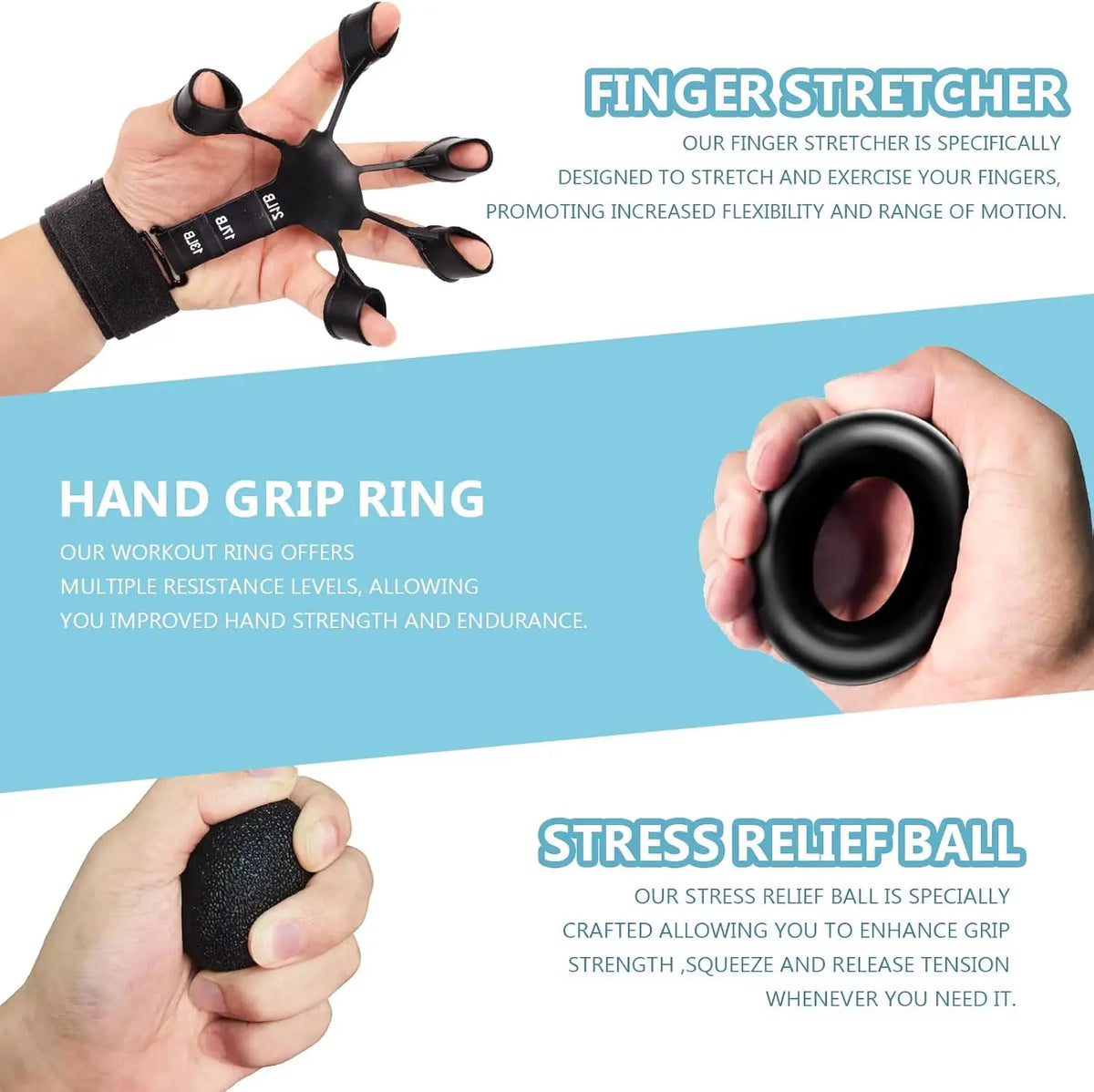 Adjustable Grip Trainer Kit With Finger Hand Exercisers