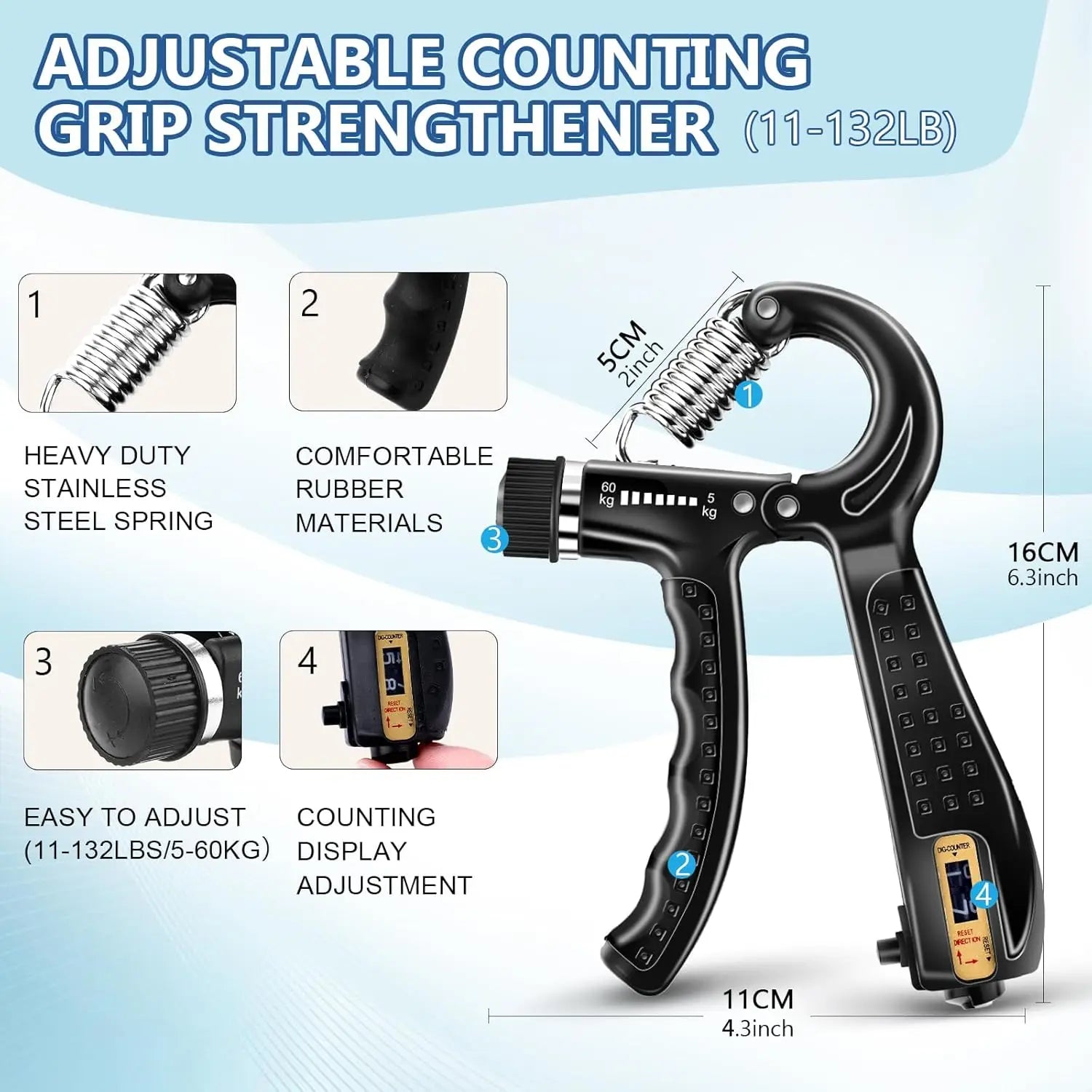 Adjustable Grip Trainer Kit With Finger Hand Exercisers