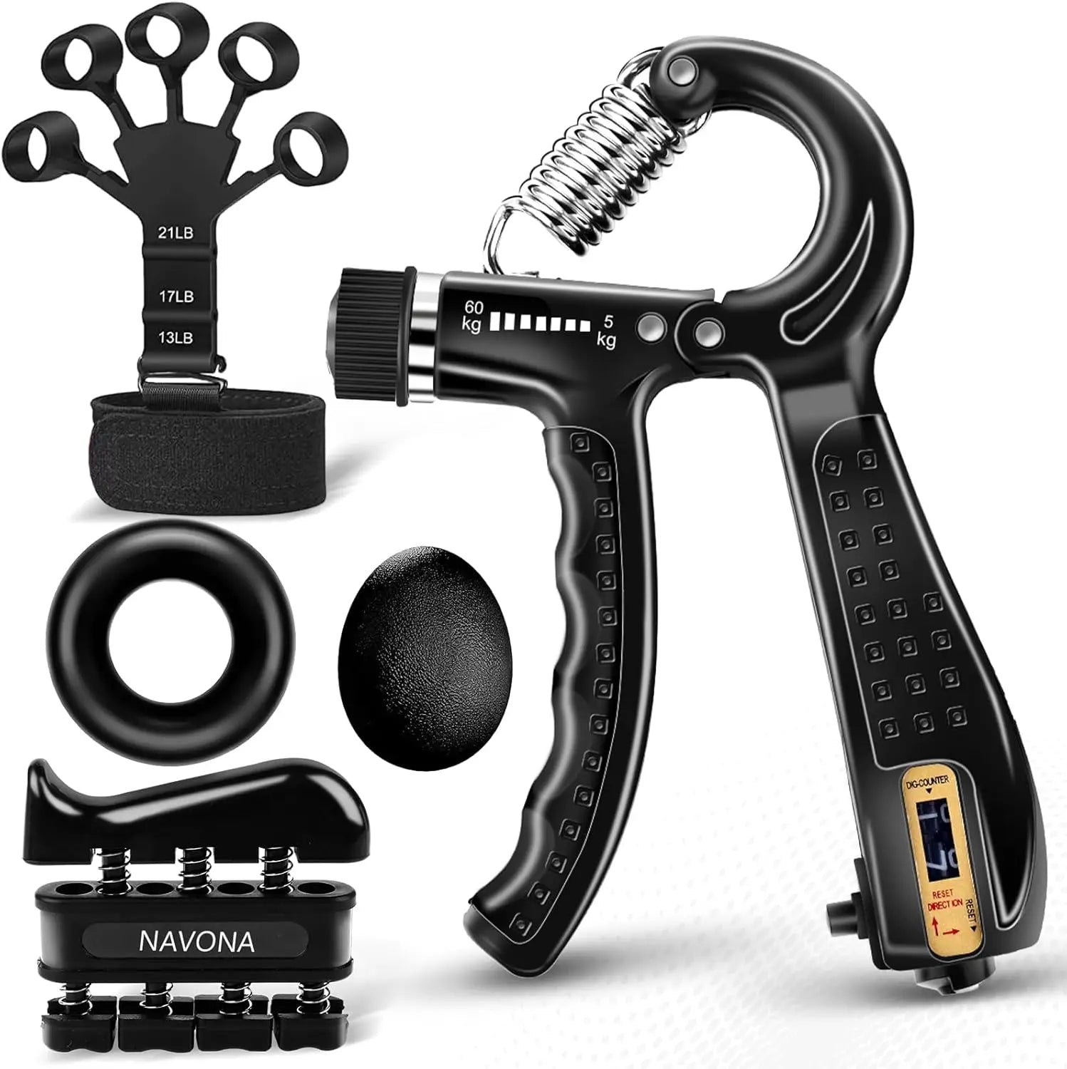 Adjustable Grip Trainer Kit With Finger Hand Exercisers