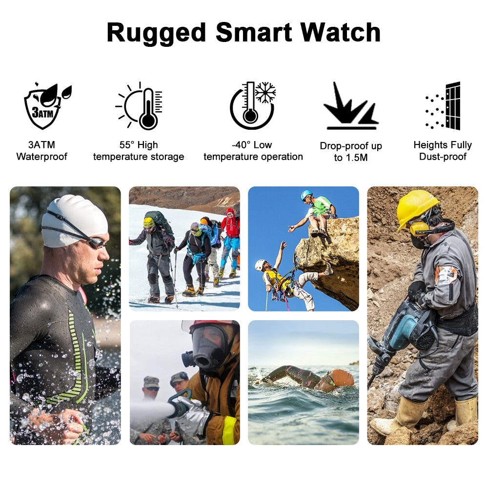 Rugged Smart Watch Men Waterproof Fitness Tracker