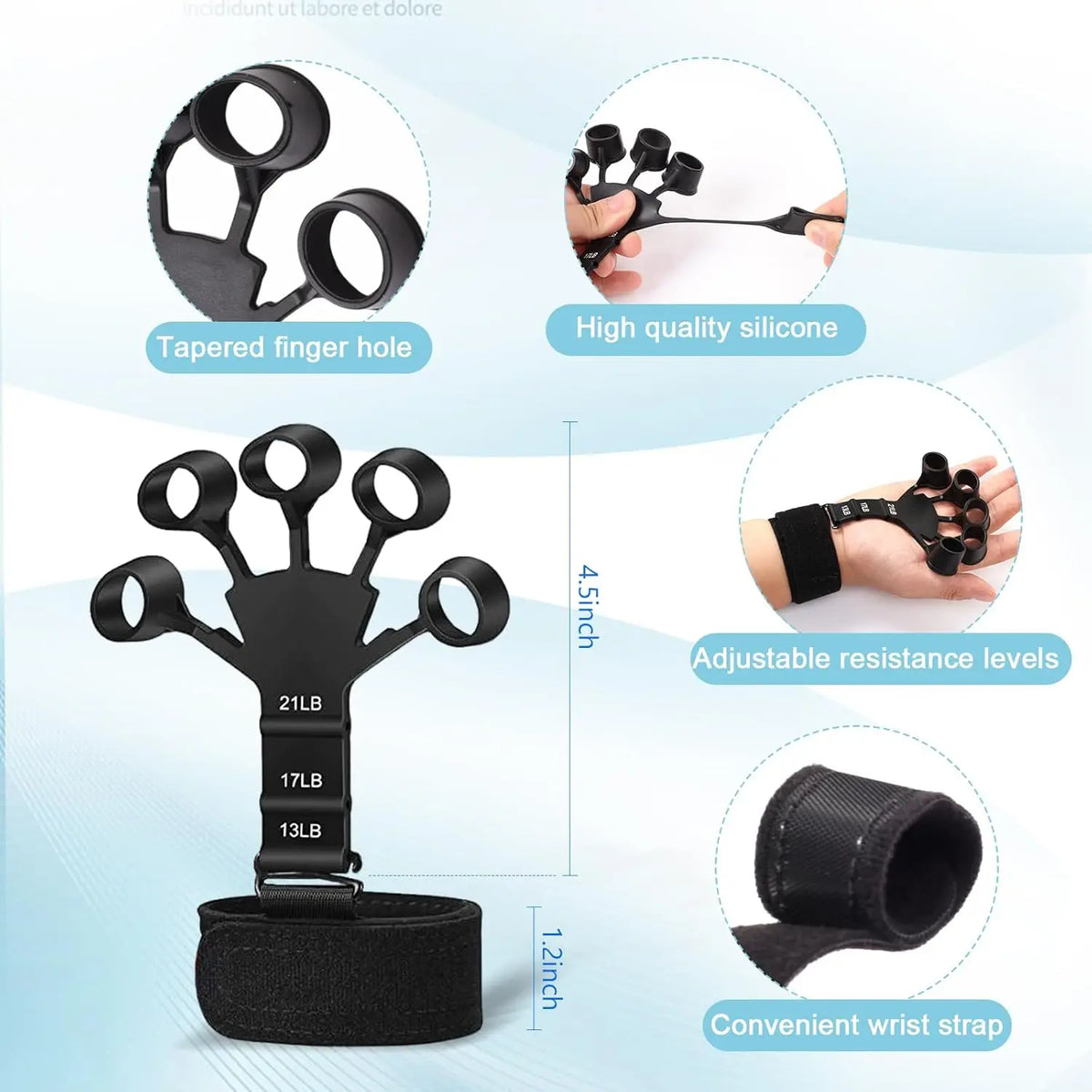 Adjustable Grip Trainer Kit With Finger Hand Exercisers