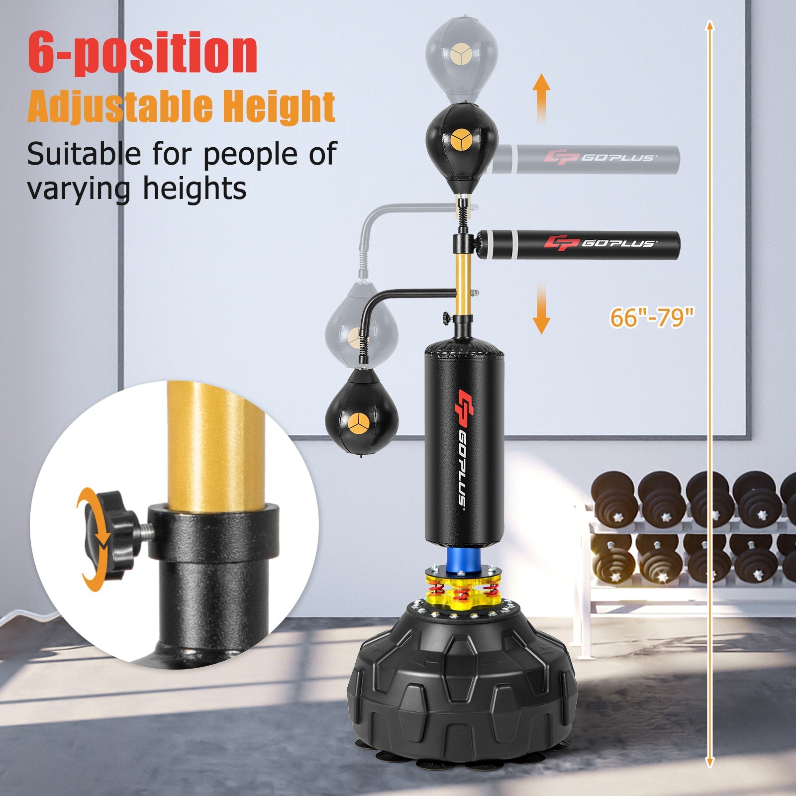 Freestanding Boxing Speed Trainer 360° Adjustable Spinning Bar
