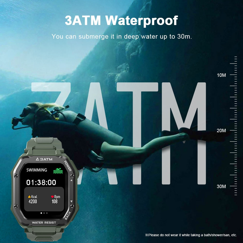 Rugged Smart Watch Men Waterproof Fitness Tracker