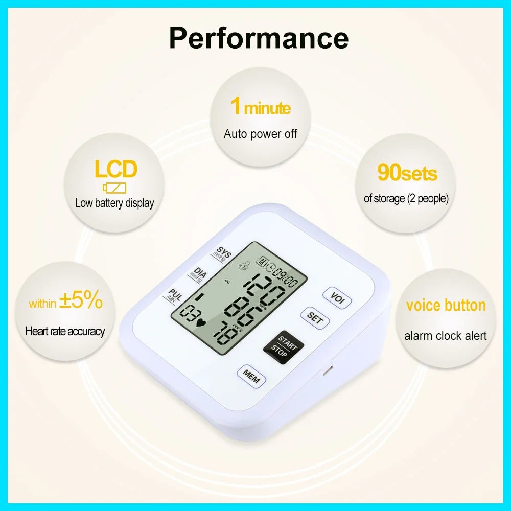 Digital Arm Blood Pressure Monitor Heart Pulse Meter