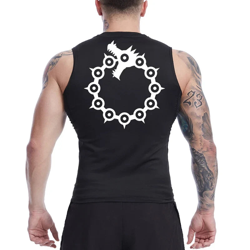 Men's Anime Inspired Compression Tank Workout Shirt