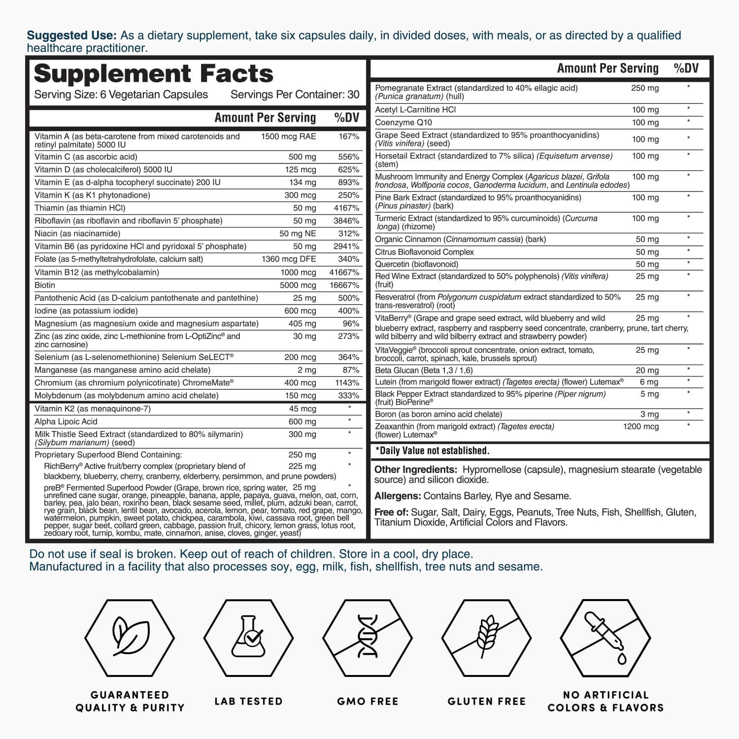 Nature's Lab Gold Six Daily Advanced Multivitamin