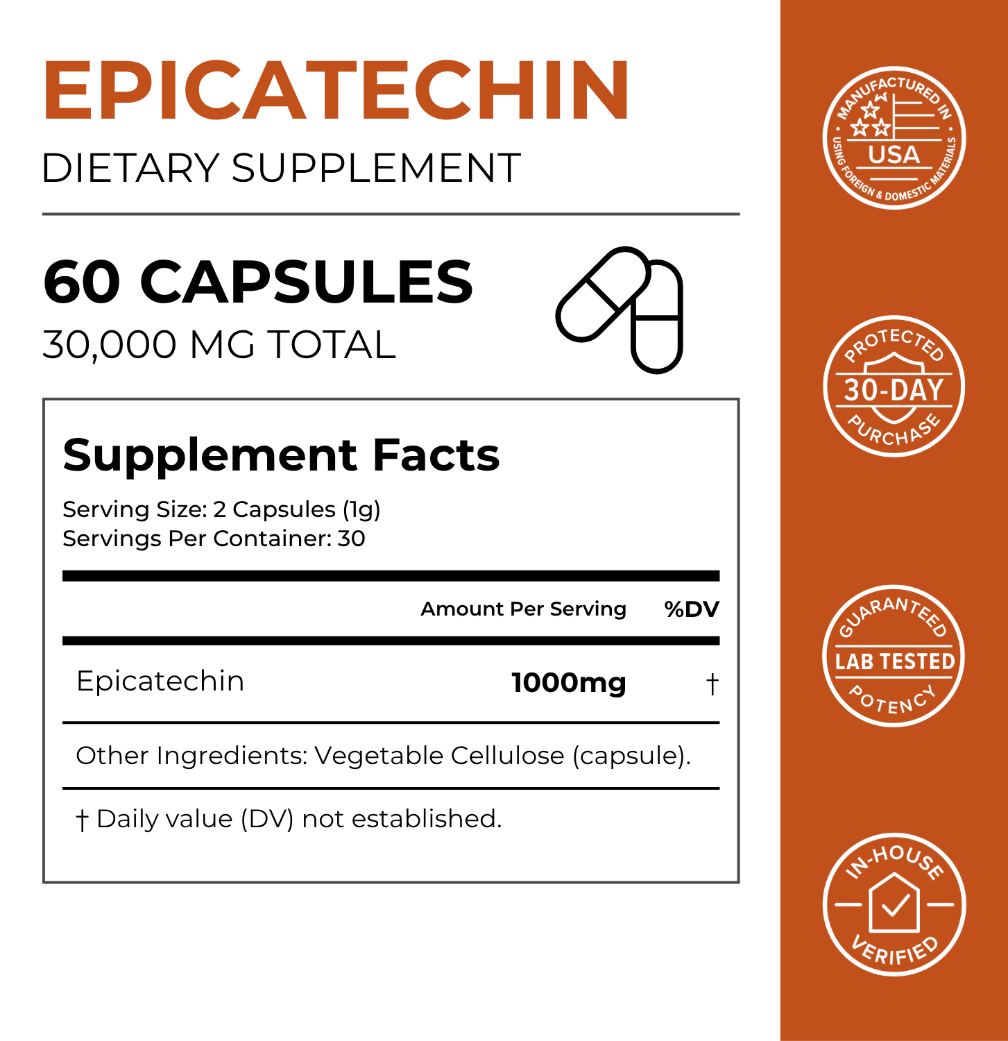 Epicatechin Supplement Capsules For Fitness Muscle Support
