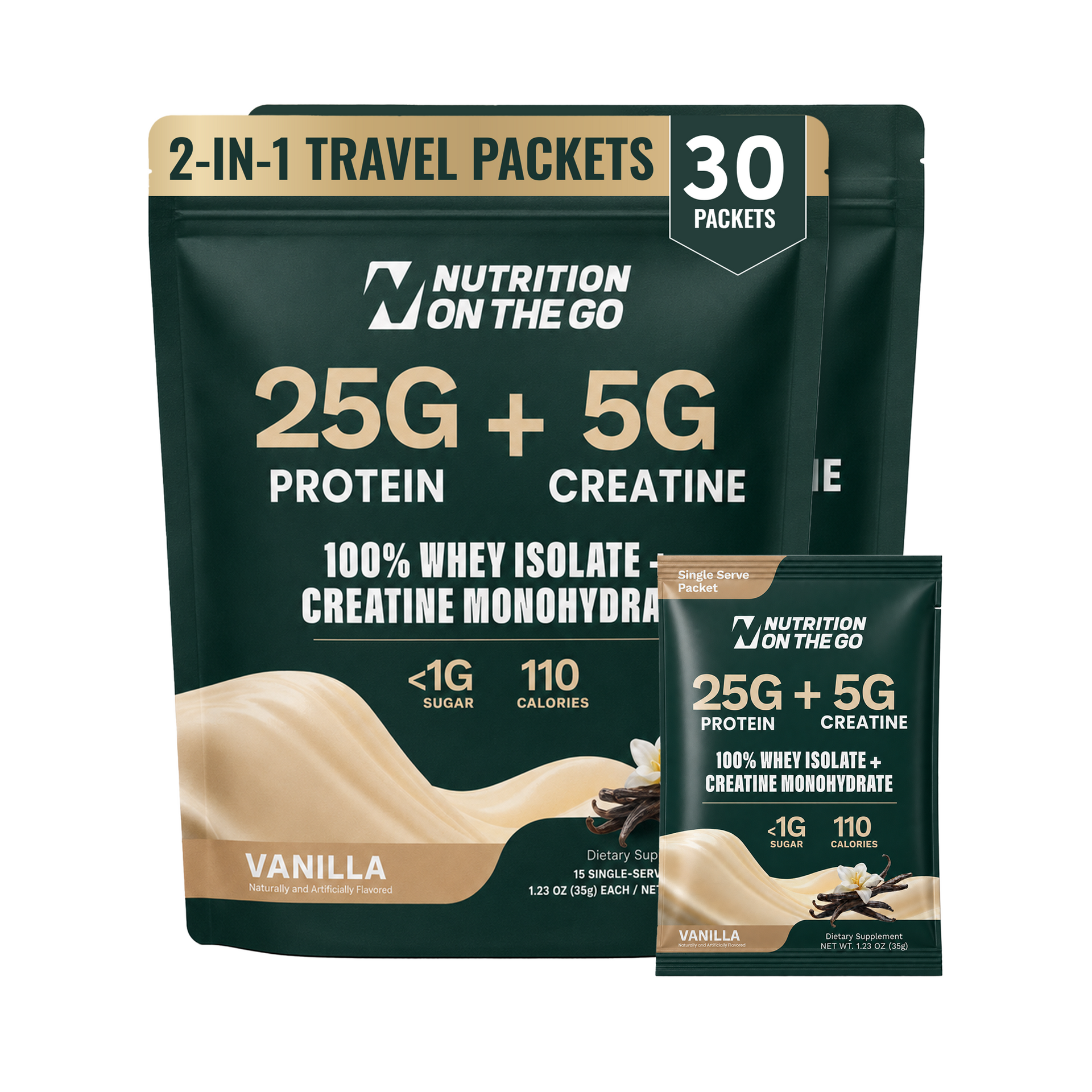 2-In-1 Whey Protein Isolate Creatine Travel Packets