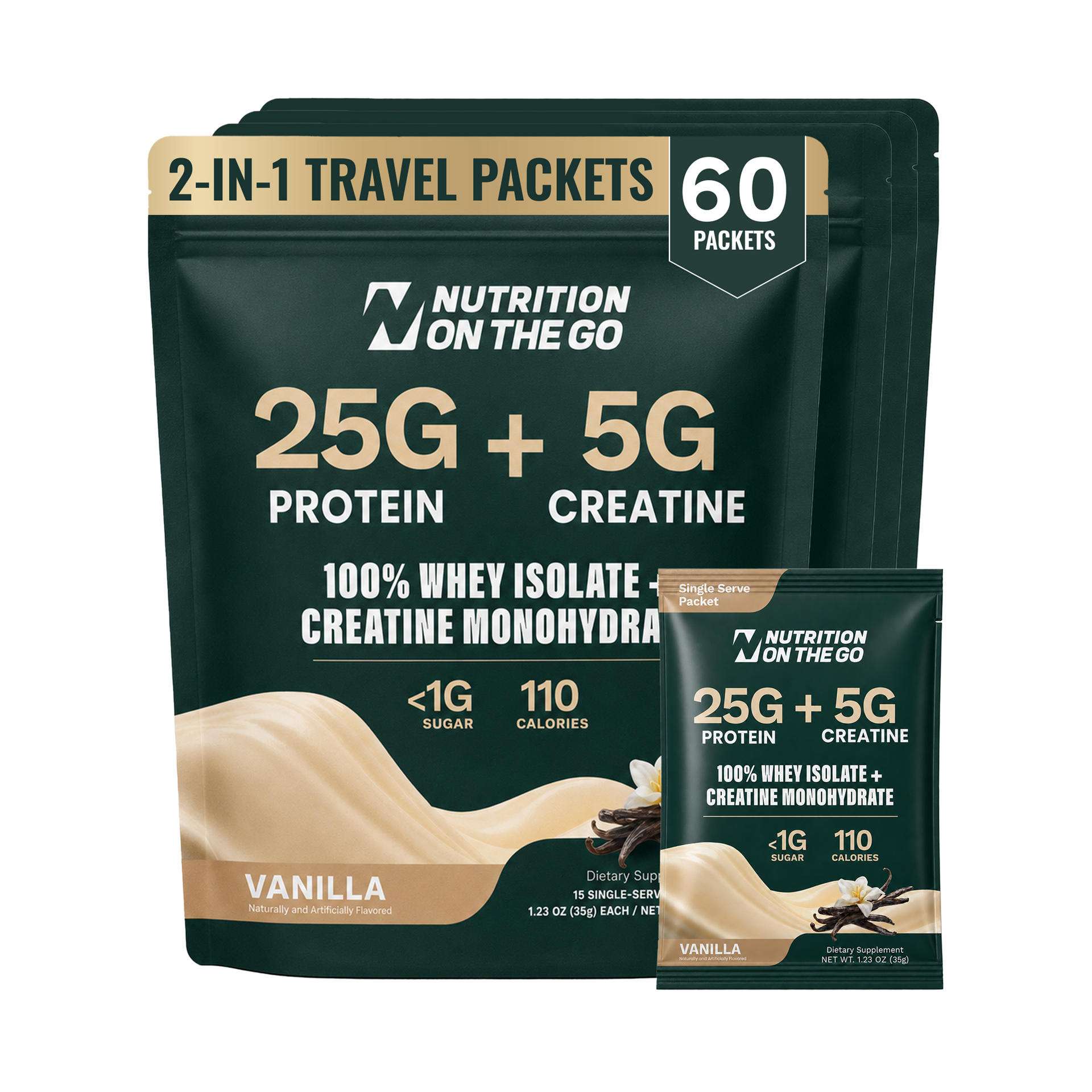 2-In-1 Whey Protein Isolate Creatine Travel Packets