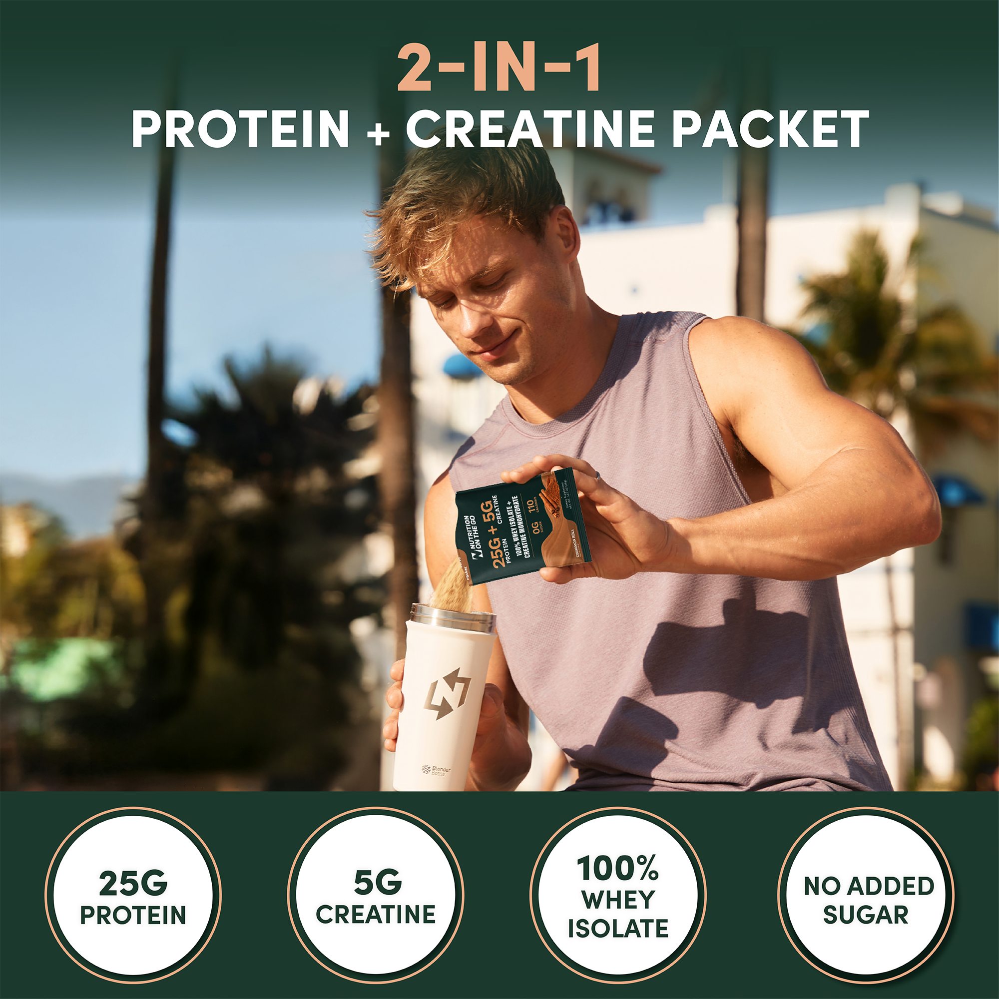 2-In-1 Whey Protein Isolate Creatine Travel Packets