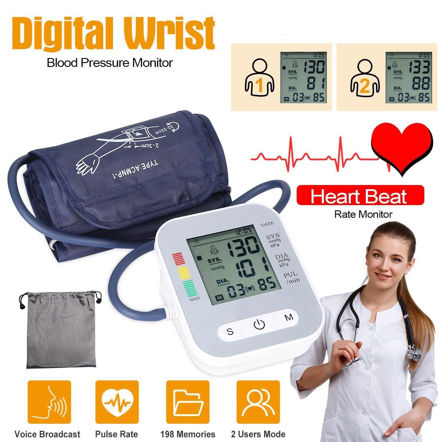 Digital Arm Blood Pressure Monitor Home Health Device