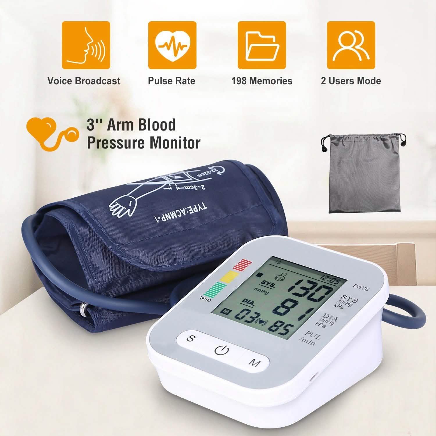 Digital Arm Blood Pressure Monitor Home Health Device