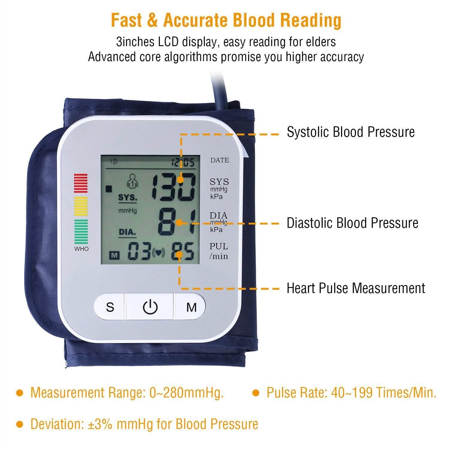 Digital Arm Blood Pressure Monitor Home Health Device